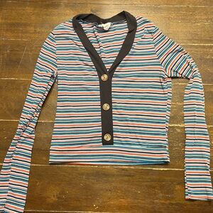 Striped Button-Up Crop Top